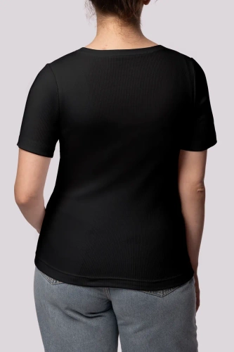 Koszulka damska w prążek Ribbed Mona czarny