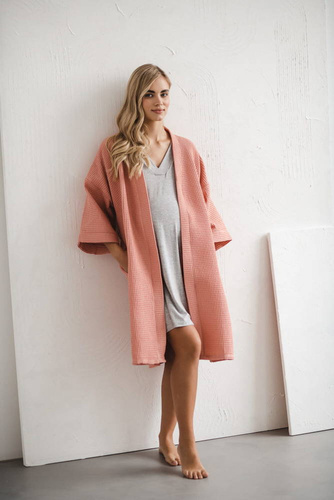 Wiskozowa koszula nocna ciążowa i do karmienia Moon Milk&Love jasny szary melanż