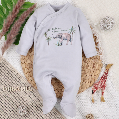 Pajacyk z bawełny organicznej Safari Adventure Nini- szary