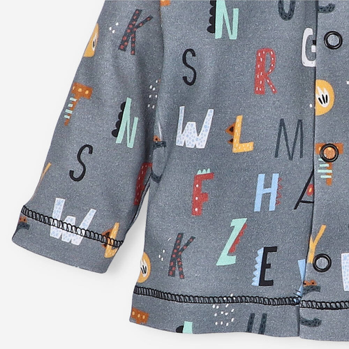Kaftanik niemowlęcy z bawełny organicznej Alfabet Nini druk
