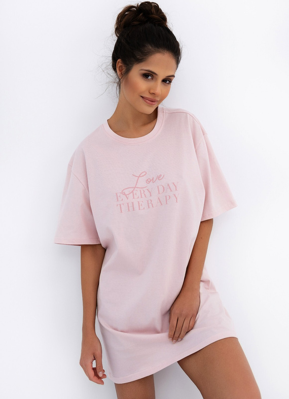 Różowa koszula nocna damska Sensis Annabelle | 100% bawełna, krótki rękaw