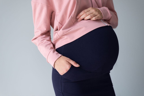 Bawełniana Spódnica ciążowa 402  Miracle-granatowy