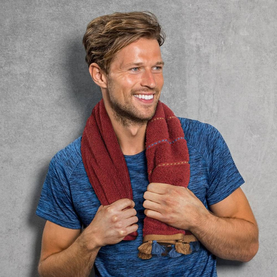 Ręcznik bawełniany z frędzlami Morocco Eurofirany bordowy