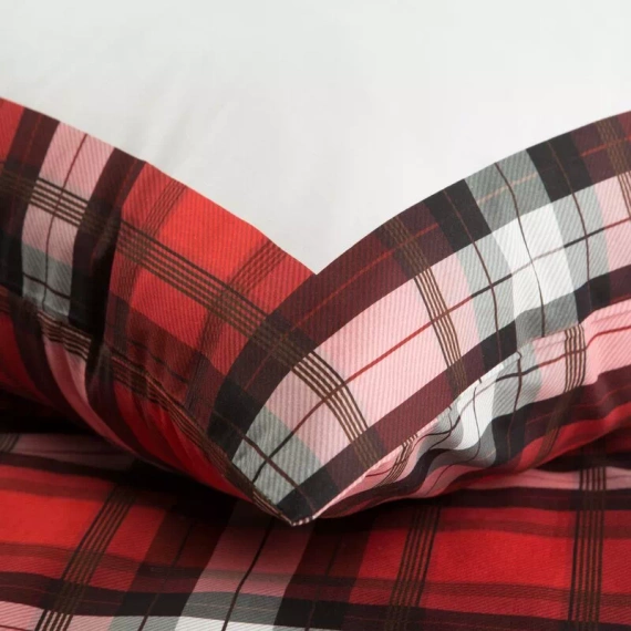 Pościel świąteczna kratka gwiazda betlejemska Bliss Eurofirany czerwony