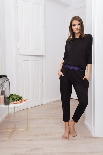 Komplet Damski 3/4rękaw, dł.spodnie Styl Italian Fashion czarny