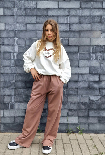 Bluza bawełniana dziecięca Bambarillo Gaja ecru | Dresówka z nadrukiem