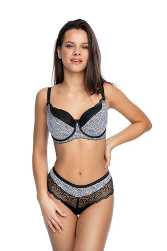 Biustonosz Full Cup BS 1153 Eunika Gaia - czarny/biały