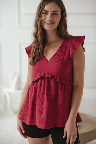 Bluzka ciążowa i do karmienia Milky Butterfly z bawełny Milk&Love malinowy