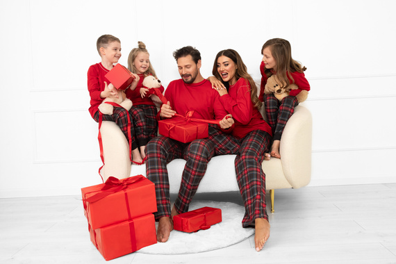 Piżama męska Rusoli Italian Fashion czerwona– 100% bawełna, krata, długi rękaw