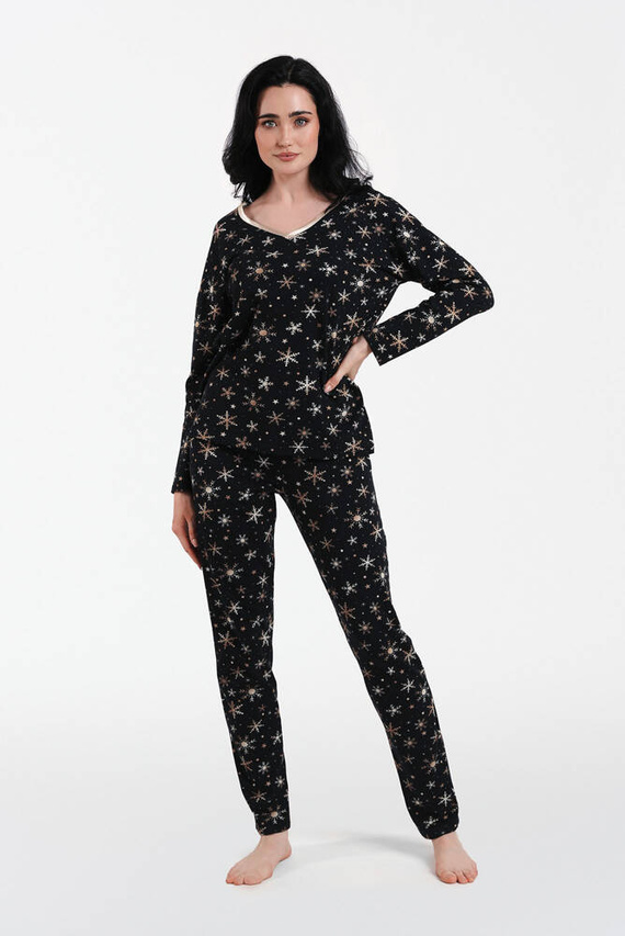 Piżama Damska długi rękaw, długie spodnie Laponia Italian Fashion - druk