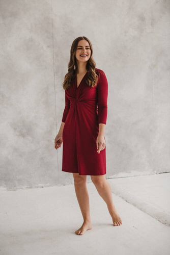 Sukienka ciążowa i do karmienia rękaw Loop 7/8 Milk&Love bordowy