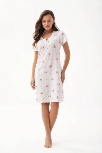 Koszula Nocna z Krótkim Rękawem 186   Luna  ecru