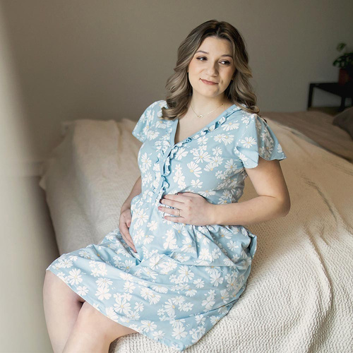 Koszula Nocna ciążowa i do karmienia Linda  Eevi- niebieska 