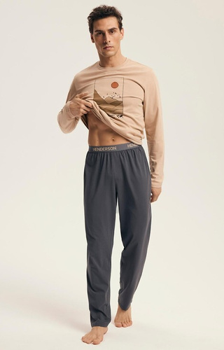 Bawełniana piżama męska Henderson Core Luro 43474 – góry, dł. rękaw