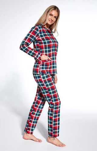 Cornette Piżama damska rozpinana 482/369 Roxy - granatowy-czerwony