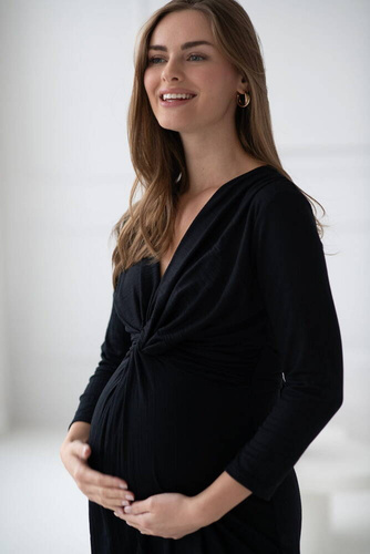 Sukienka ciążowa i do karmienia rękaw Loop 7/8 Milk&Love czarny 