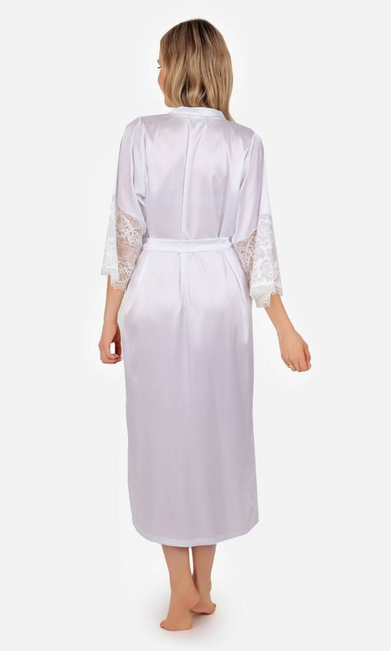 Szlafrok damski satynowy długi Veronic ByShelly - biały