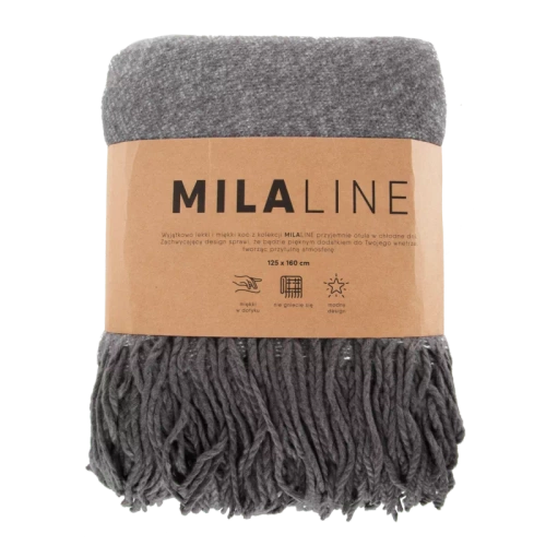 Koc pleciony z frędzlami Akryl 5 Eurofirany stalowy 