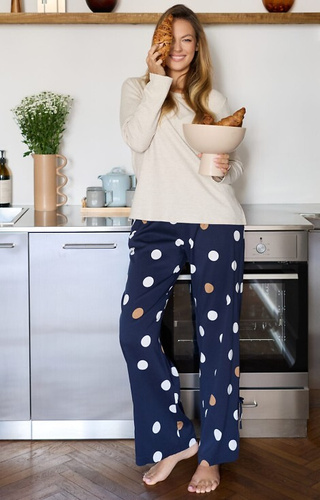 Oceane PW85 Mefemi – piżama damska wiskozowa w grochy z kokardkami