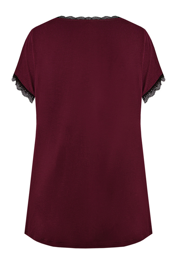 Margot Mix&Match Koszulka Piżamowa Gładka Nipplex - burgund