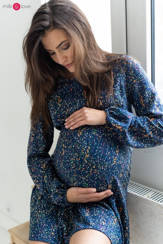 Sukienka ciążowa i do karmienia Lovely Dress Milk&Love granatowa w print