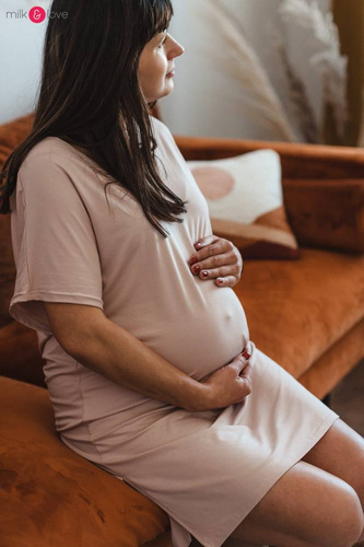 Bambusowa koszula nocna ciążowa i do karmienia Moon Milk&Love eukaliptus