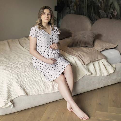 Koszula Nocna ciążowa i do karmienia Linda  Eevi- beżowa