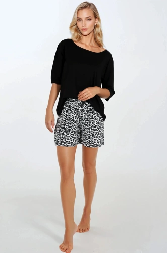 Momenti Per Me piżama damska Wild & Beautiful – wiskoza, szorty, rękaw 3/4
