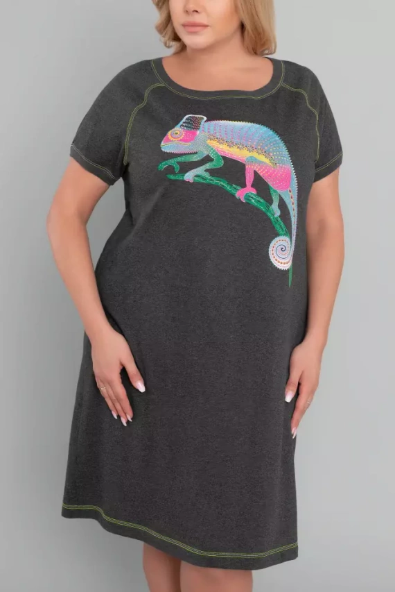 Koszula nocna damska Wolta Italian Fashion- ciemny melanż/zielony