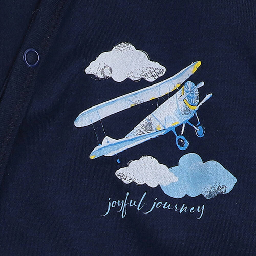 Body kopertowe z bawełny organicznej Samoloty Nini granatowy