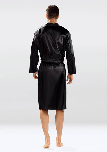 Szlafrok męski satynowy Christian Dkaren - czarny