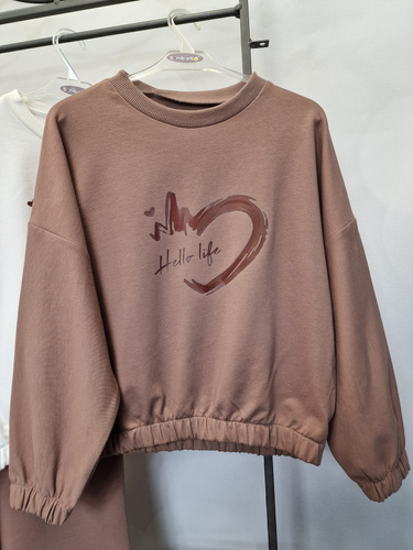 Bluza bawełniana dziecięca Bambarillo Gaja brązowy | Dresówka z nadrukiem