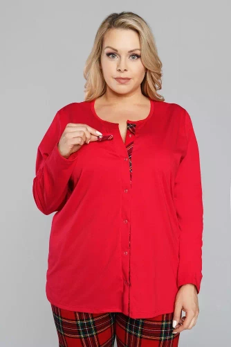 Piżama Damska długi rękaw, spodnie Zorza Italian Fashion - zielony/druk 