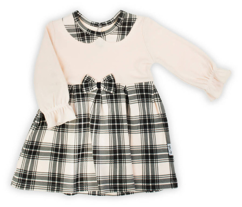 163667 Magia Świąt Sukienka Nicol - kratka: czarny, beżowy