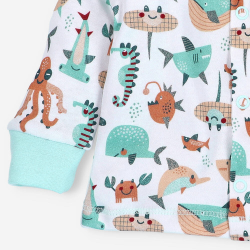 Kaftanik niemowlęcy z bawełny organicznej Morskie Zwierzątka Nini druk