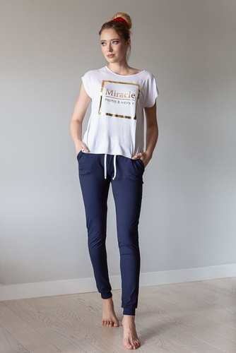 Spodnie Dresowe Ciążowe 204 MIRACLE- granatowy