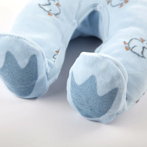 Zestaw welurowy śpioch i kaftan Little Ducks Eevi-niebieski