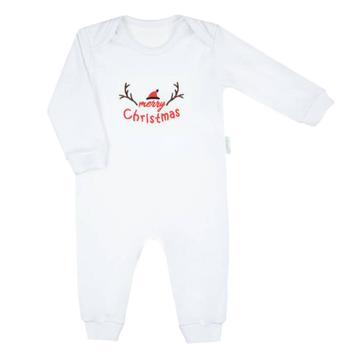 163515 Magia Świąt Pajacyk niemowlęcy Nicol - haft "Marry Christmas"