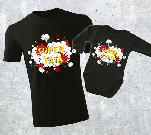 Komplet dla taty i syna "SUPER TATA + SUPER SYN" koszulka + body Moocha