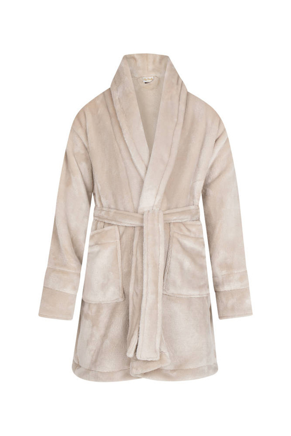 Szlafrok dziecięcy polarowy Prince + korona ByShelly - beżowy/złoty