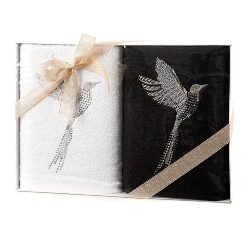 Komplet ręczników świąteczny zestaw upominkowy Joy 1 Eurofirany biały/czarny