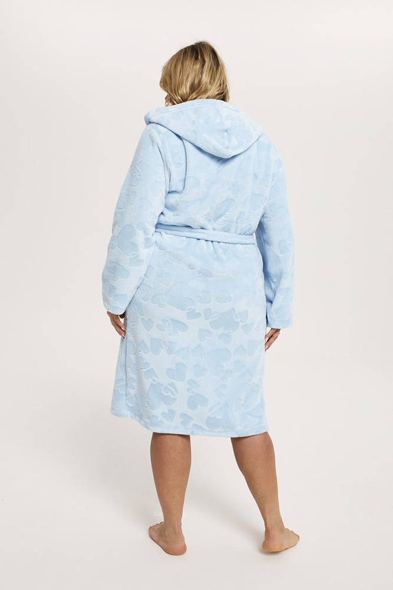 Szlafrok damski z kapturem Misti Italian Fashion - niebieski