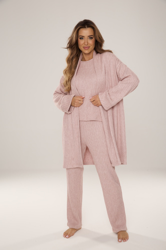 De Lafense Honey 891 – kobiecy kardigan z miękkiej dzianiny, różowy