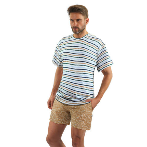 Bawełniana piżama męska, krótki rękaw i spodenki 2651/03 Sesto Senso - beżowy