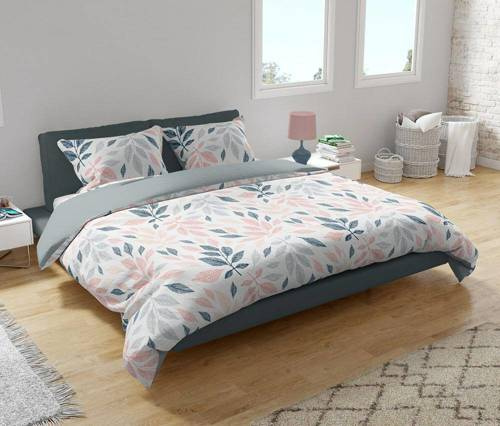 Pościel bawełniana Fashion 2 liście Faro morelowy-szary