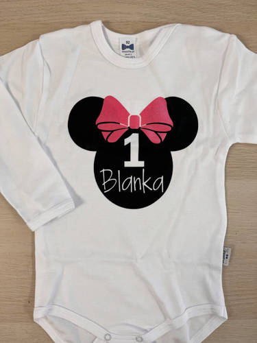 "1 urodziny roczek" body długi rękaw BLANKA - biały