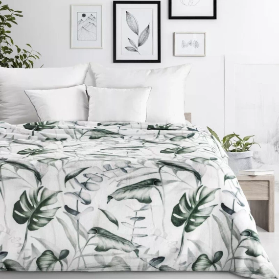 Koc narzuta liście Ellen Eurofirany biały