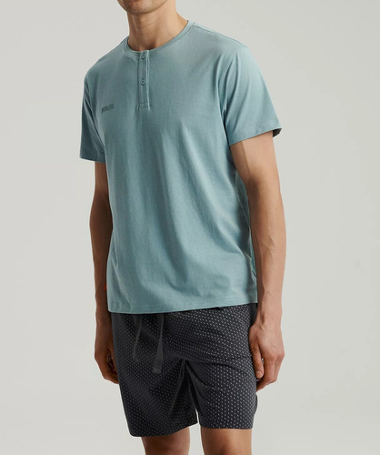 Piżama męska krótki rękaw,NMP-386  Atlantic- niebieski grafitowy