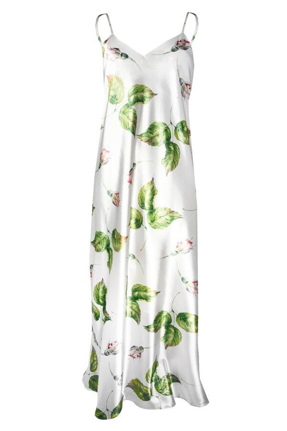 Długa halka satynowa Flowers DKaren - DK-HI 7 biały