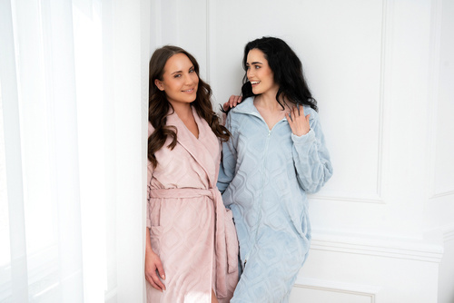 Szlafrok damski na zamek Arena Italian Fashion - niebieski